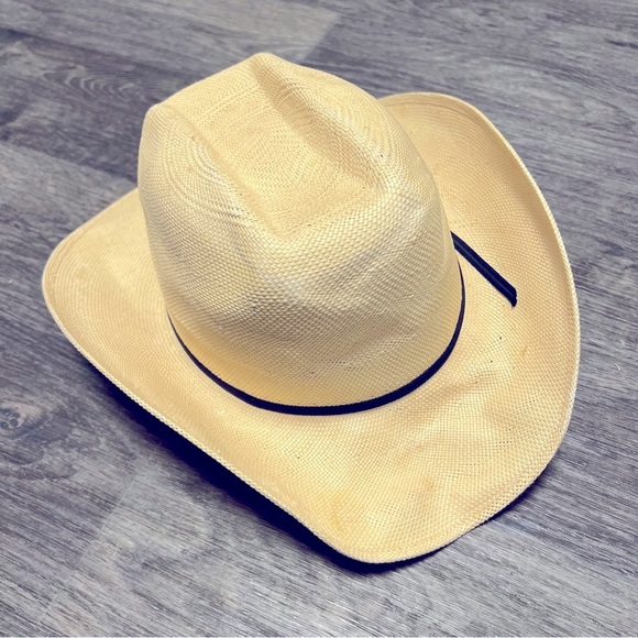 Stallion by STETSON straw cowboy hat, tan, hard shell - Picture 1 of 14